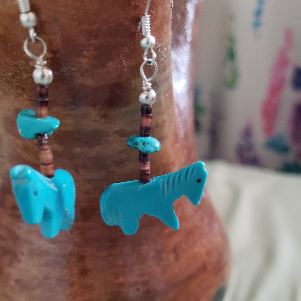 Turquoise Horse Earrings